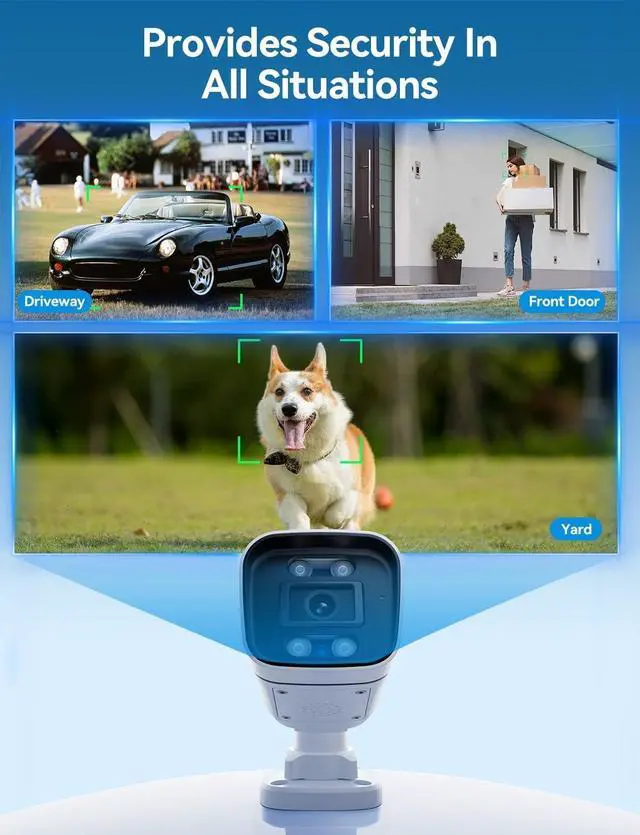 Alt view image 7 of 7 - 3K 5MP Security Cameras Wireless Outdoor, 5GHz&2.4GHz WiFi Camera for Home Security, 120° FoV Outside Surveillance Cam, AI Human/Vehicle Detection, 66FT Color Night Vision, 120dB Siren, IP66