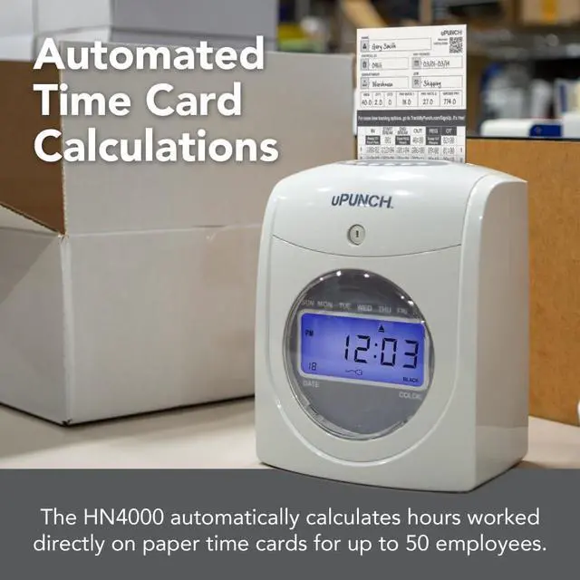 Alt view image 6 of 7 - HN4500 Advanced Calculating Time Clock Bundle for Small Business: Complete Employee Time Tracking System with 200 Time Cards, Racks, Ribbons, and Keys