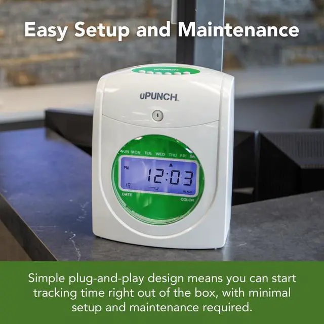Alt view image 3 of 6 - HN1500 Starter Time Clock Bundle for Small Business: Employee Punch Clock System with 100 Time Cards, Card Rack, and Ribbon