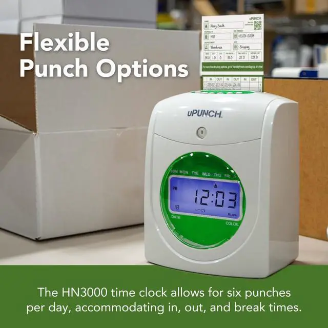 Alt view image 4 of 6 - HN1500 Starter Time Clock Bundle for Small Business: Employee Punch Clock System with 100 Time Cards, Card Rack, and Ribbon