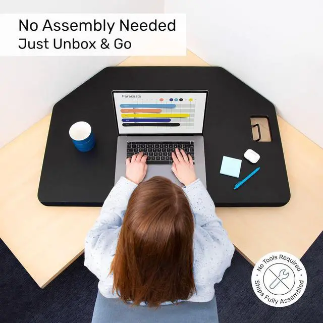 Alt view image 6 of 6 - X-Elite Pro 40" Corner Standing Desk Converter with Pneumatic Lift | Adjustable Sit to Stand Riser, L-Shaped Desks & Cubicles | Fully Assembled Computer Workstation (Matte Black)