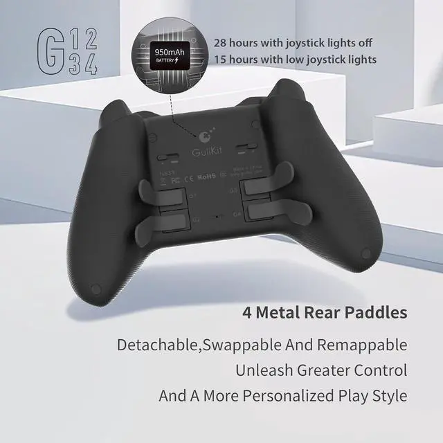 Alt view image 4 of 7 - Gulikit KK3 Max Controller, Kingkong 3 Wireless Switch Controller with Hall effect Joysticks and Triggers, 1000Hz Polling Rate, 4 Back Buttons Compatible with Switch/Switch 2/OLED/Windows/iOS/Android