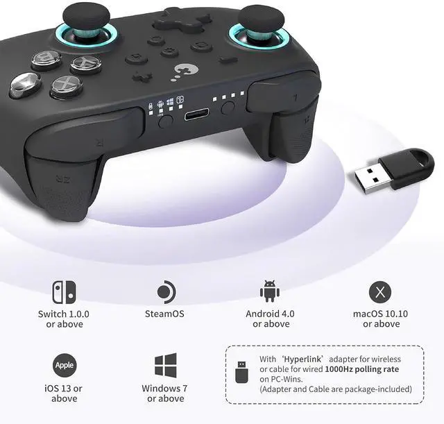 Alt view image 5 of 7 - Gulikit KK3 Max Controller, Kingkong 3 Wireless Switch Controller with Hall effect Joysticks and Triggers, 1000Hz Polling Rate, 4 Back Buttons Compatible with Switch/Switch 2/OLED/Windows/iOS/Android