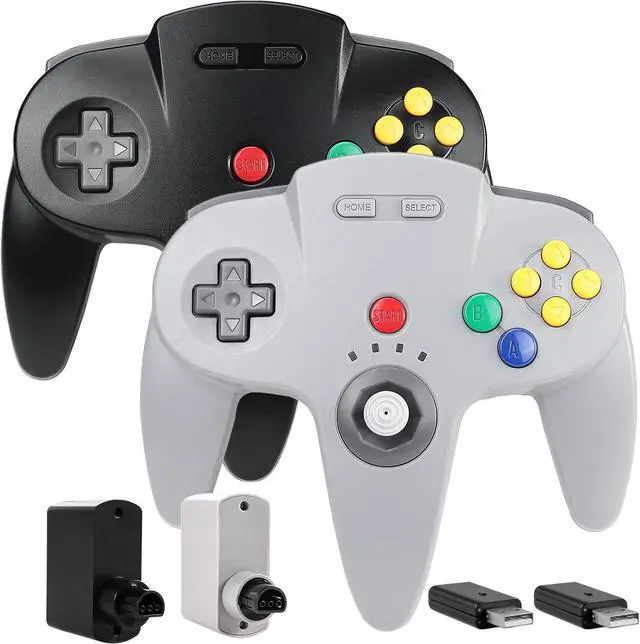 Main image of 2.4 GHz Wireless N64 Switch Online Controller, USB Receiver & N64 Receiver, Compatible with Windows PC iOS Mac Raspberry Pi, N64 / Switch Online/NSO - (Rechargeable) (Plug and Play) (2 Pack)