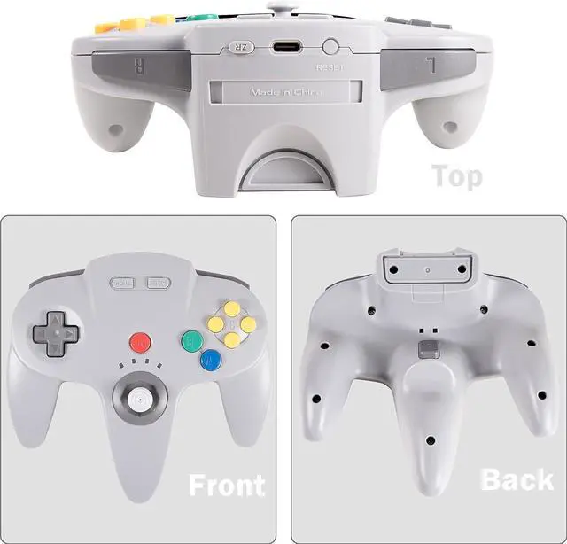 Alt view image 2 of 7 - 2.4 GHz Wireless N64 Switch Online Controller, USB Receiver & N64 Receiver, Compatible with Windows PC iOS Mac Raspberry Pi, N64 / Switch Online/NSO - (Rechargeable) (Plug and Play) (2 Pack)