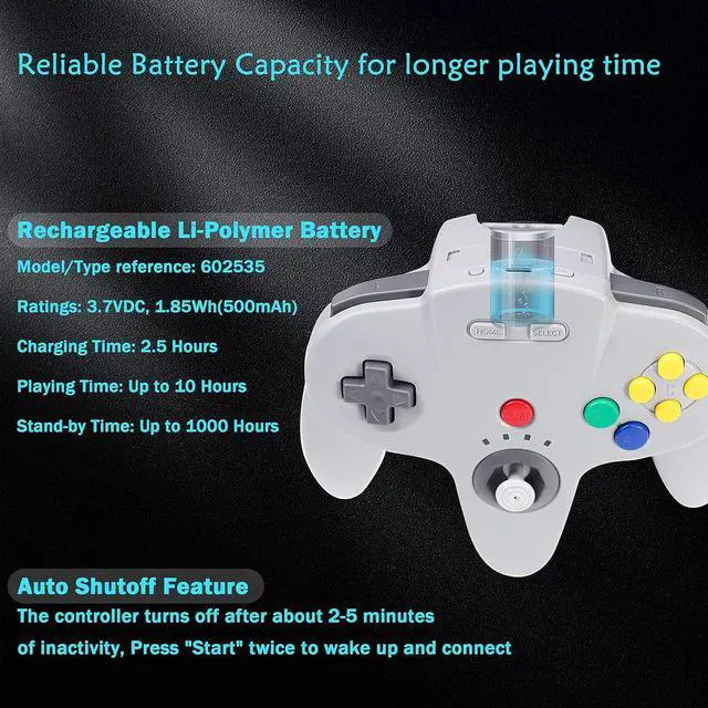Alt view image 7 of 7 - 2.4 GHz Wireless N64 Switch Online Controller, USB Receiver & N64 Receiver, Compatible with Windows PC iOS Mac Raspberry Pi, N64 / Switch Online/NSO - (Rechargeable) (Plug and Play) (2 Pack)