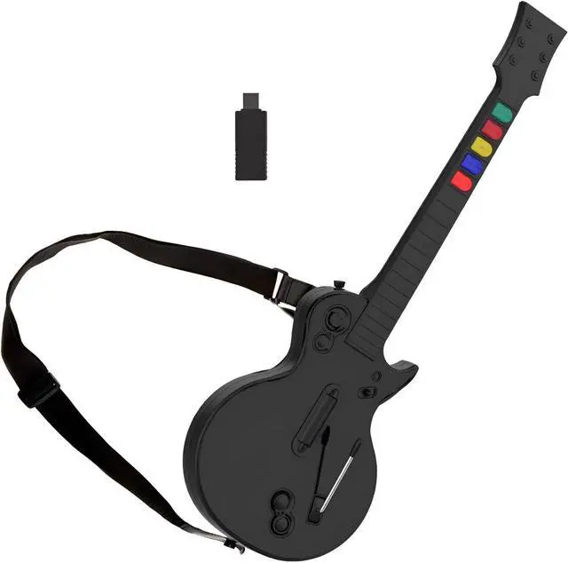 Main image of PC Guitar Hero Controller, Wireless PS3 Guitar Hero with Dongle for PC/PlayStation 3, Compatible with Guitar Hero, Rock Band, Clone Hero & Fortnite Festival - Black