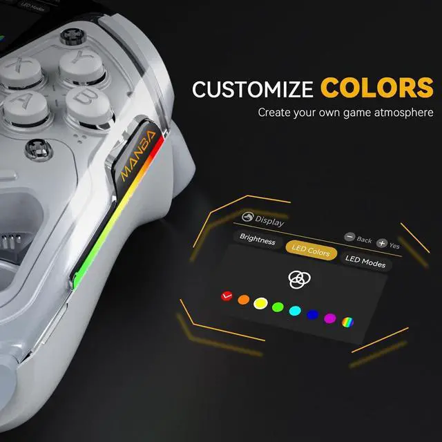 Alt view image 6 of 6 - ManbaOne Interactive Screen Wireless Gaming Controller for PC/Switch/Switch 2/iOS/Android,Hall Effect Stick & Trigger,RGB Lighting,Remappable Buttons,1800mAh with Charging Dock (White)