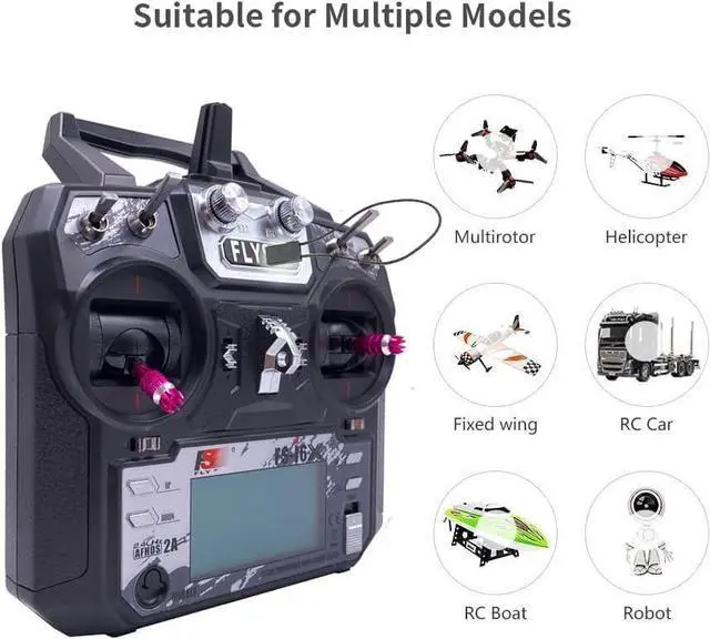 Alt view image 2 of 7 - FS-i6X 10CH Radio Transmitter and Receiver FS-iA10B 2.4G RC Controller for Airplane Helicopter FPV Drone RC Quadcopter Fly in The vast Sky (Mode-2)