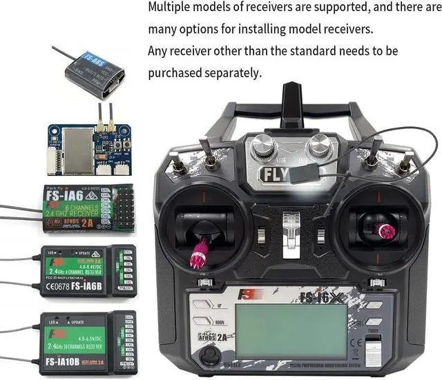 Alt view image 6 of 7 - FS-i6X 10CH Radio Transmitter and Receiver FS-iA10B 2.4G RC Controller for Airplane Helicopter FPV Drone RC Quadcopter Fly in The vast Sky (Mode-2)