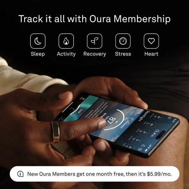 Alt view image 4 of 7 - Oura Ring Gen3 Horizon - Silver - Size 11 - Smart Ring - Size First with Oura Ring Gen3 Sizing Kit - Sleep Tracking Wearable - Heart Rate - Fitness Tracker - 5-7 Days Battery Life