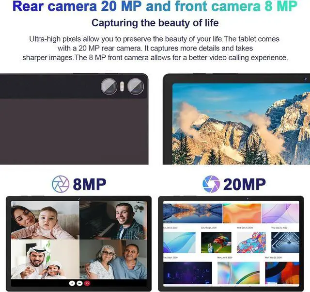 Alt view image 6 of 7 - 2025 Tablet 11 Inch Screen 2K Tablet Octa-Core 2.0 GHz,16GB RAM+256GB ROM+TF 1TB /2000 * 1200 Pixel/8MP+20MP+2MP Macro/10000 mAh/5G WiFi Metal Cover Brown