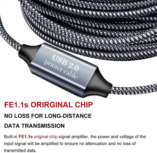 Alt view image 5 of 7 - Printer Cable 100 ft,USB Printer Cable High Speed USB 2.0 A Male to Type B Male Scanner Cord Compatible with HP, Canon, Epson, Dell, Brother, Xerox, Samsung etc (100FT/30M)