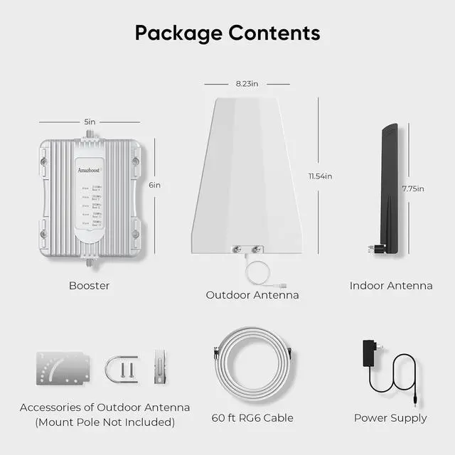 Alt view image 6 of 7 - Cell Phone Booster for Home, Cell Phone Signal Booster Kit, All U.S. Carriers -Compatible with Verizon, AT&T, T-Mobile, Sprint & More-5G 4G LTE 3G FCC Approved