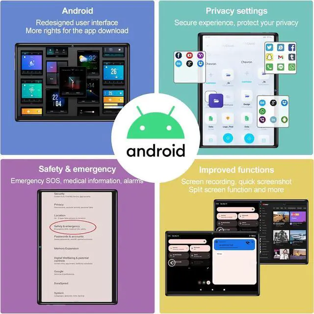 Alt view image 3 of 7 - 2025 Latest Android Tablet 10.1 Inch, 5G WiFi Tablets Mit 16GB RAM+128GB ROM(1TB TF),2 in 1 Tablet with Keyboard Mouse Pen-Octa-Core2.0Ghz | 7000mAh | 1080FHD | 13MP Camera | WLAN GPS -Black