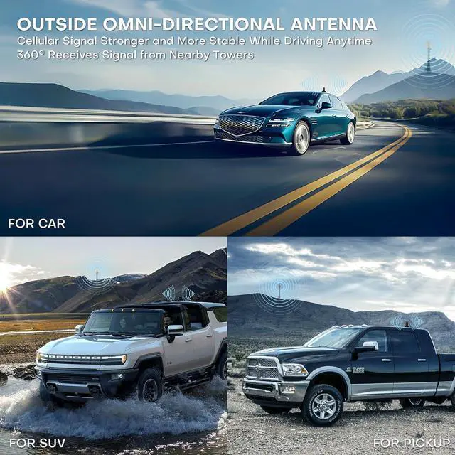 Alt view image 2 of 7 - Cell Phone Signal Booster for Car SUV Pickup | High Power Vehicle Booster | 5G & 4G LTE for All U.S. Carriers Verizon, AT&T, T-Mobile | Cellular Magnetic Antenna | FCC Approved