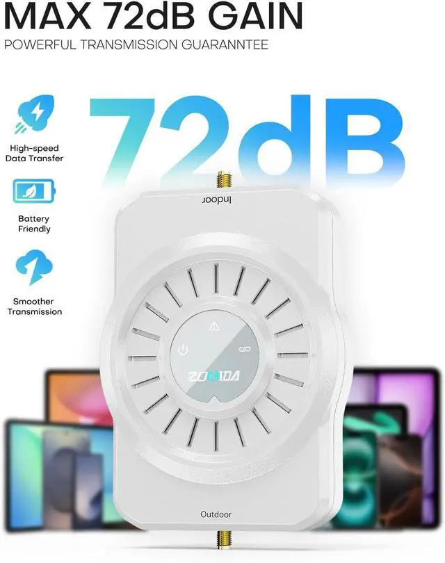 Alt view image 2 of 7 - Cell Phone Signal Booster for Home, Cell Phone Booster for All U.S. Carriers Home and Office, 4,000 sq ft, Boost 5G 4G for Verizon,72dB High Gain Antennas, Verizon, AT&T, T-Mobile App Support