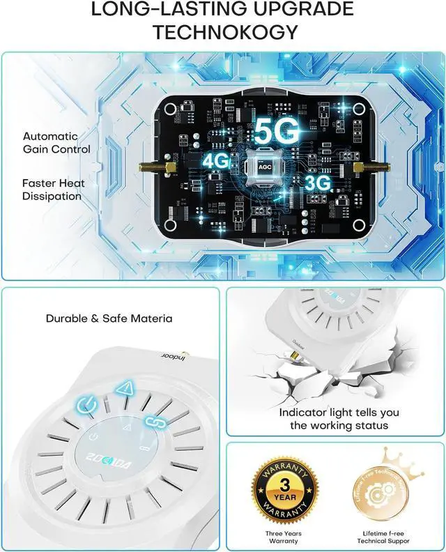 Alt view image 6 of 7 - Cell Phone Signal Booster for Home, Cell Phone Booster for All U.S. Carriers Home and Office, 4,000 sq ft, Boost 5G 4G for Verizon,72dB High Gain Antennas, Verizon, AT&T, T-Mobile App Support