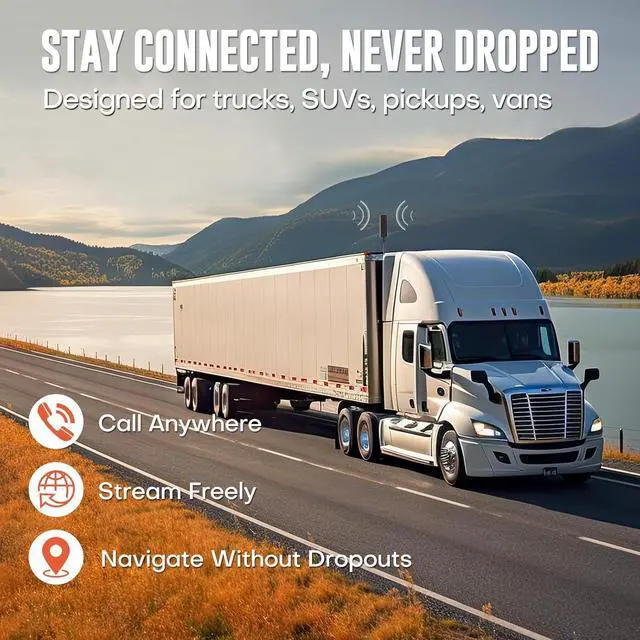 Alt view image 2 of 7 - Cell Phone Signal Booster for Trucks and SUVs | Boosts 5G & 4G LTE for All Carriers - Verizon, AT&T, T-Mobile & More | Weatherproof Antenna | Ultra-Stable Booster | FCC Approved