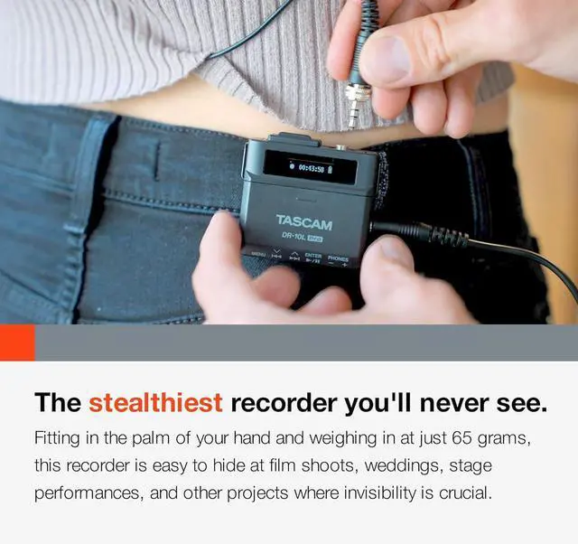 Alt view image 4 of 7 - TASCAM DR-10L Pro Field Recorder with Lavalier Microphone and 32-bit Float Recording for Audio for Video  Supports 512GB microSDXC and LTC Jam Sync for Seamless Timecode Synchronization