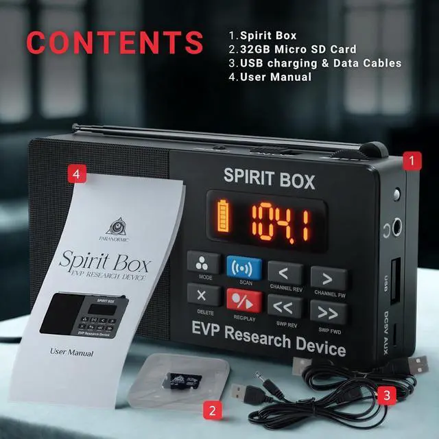 Alt view image 2 of 7 - Spirit Box  Ghost Hunters Choice Equipment Kit with 32 GB Micro SD & Integrated Flashlight for Ultimate Paranormal Investigations and EVP Sessions