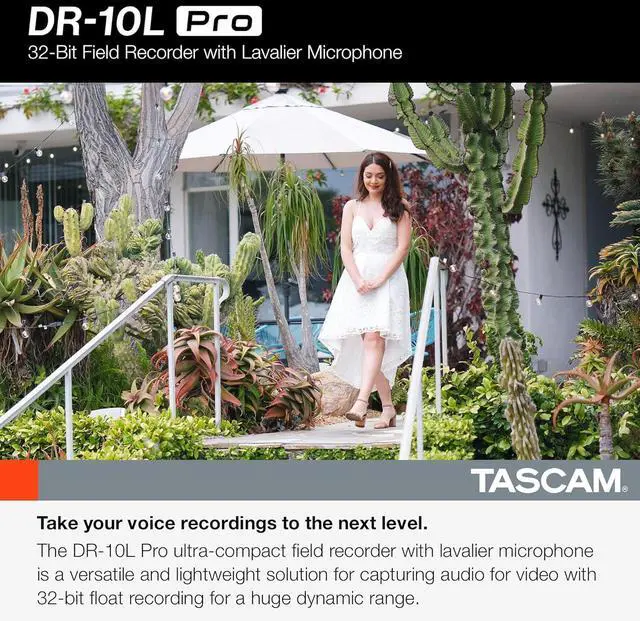 Alt view image 2 of 7 - TASCAM DR-10L Pro Field Recorder with Lavalier Microphone and 32-bit Float Recording for Audio for Video  Supports 512GB microSDXC and LTC Jam Sync for Seamless Timecode Synchronization