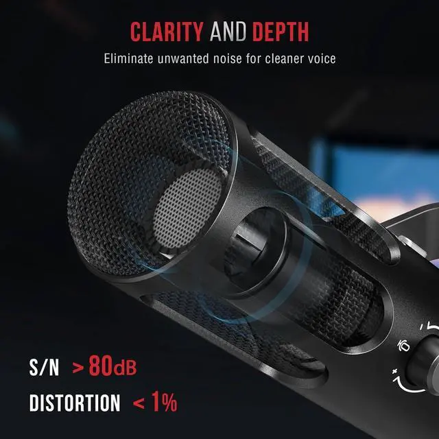 Alt view image 3 of 7 - XLR/USB Podcast Dynamic Microphone for Streaming, Studio XLR Microphone, PC Streamer Mic All Metal with Mute Button, Headphone Jack, for Vocal Voice Over Music Recording-AmpliTank Tank3