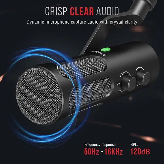 Alt view image 4 of 7 - XLR/USB Podcast Dynamic Microphone for Streaming, Studio XLR Microphone, PC Streamer Mic All Metal with Mute Button, Headphone Jack, for Vocal Voice Over Music Recording-AmpliTank Tank3