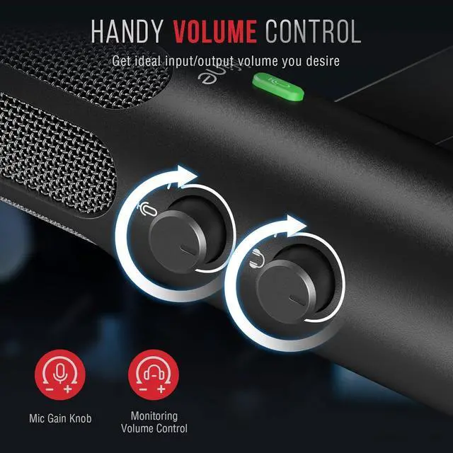 Alt view image 6 of 7 - XLR/USB Podcast Dynamic Microphone for Streaming, Studio XLR Microphone, PC Streamer Mic All Metal with Mute Button, Headphone Jack, for Vocal Voice Over Music Recording-AmpliTank Tank3