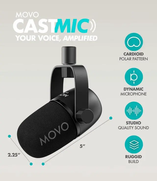 Alt view image 2 of 7 - CastMic Dynamic XLR Podcast Microphone for PC, Gaming, Streaming, YouTube, and Musicians - Cardioid Podcast Mic for Content Creators