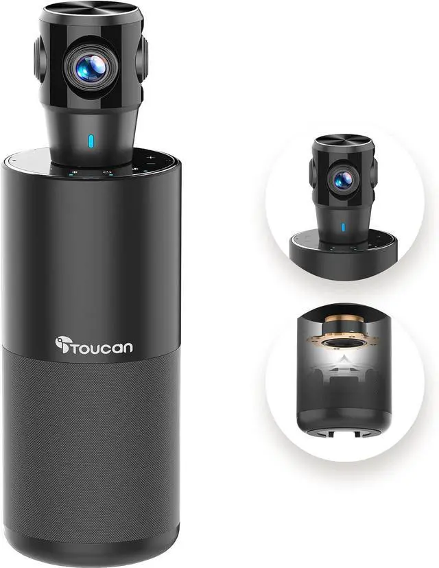 Main image of 360-Degree Video Conference Camera, 1080p HD Webcam with 4 Noise Reduction Mics, Speaker, AI Tracking, Works with Zoom, Google Voice, Microsoft Teams and More, for PC/Mac/Tablet