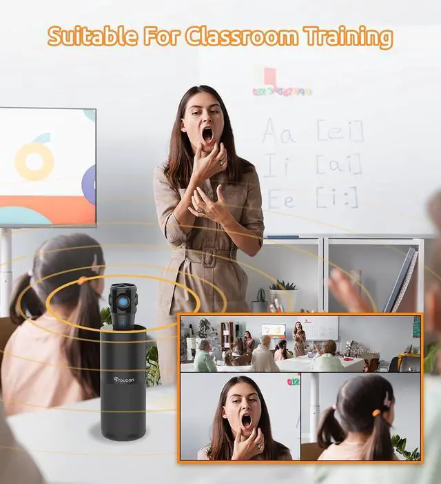 Alt view image 7 of 7 - 360-Degree Video Conference Camera, 1080p HD Webcam with 4 Noise Reduction Mics, Speaker, AI Tracking, Works with Zoom, Google Voice, Microsoft Teams and More, for PC/Mac/Tablet