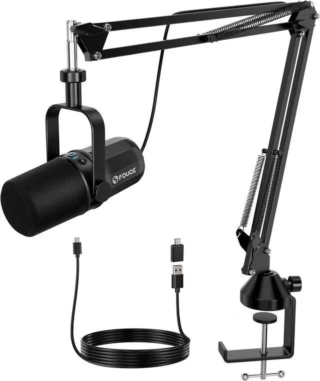 Main image of Dynamic Microphone, XLR/USB Podcast Recording PC Microphone for Vocal Voice-Over Streaming, Studio Metal Mic with Mute, Headphone Jack, Monitoring Volume Control, with Boom Arm (SL40+)