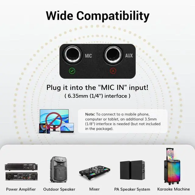 Alt view image 5 of 7 - TONOR Wireless Microphones, UHF Dual Cordless Metal Dynamic Mic System with Rechargeable Receiver, for Karaoke Singing, Wedding, DJ, Party, Speech, Church, Class Use, 200ft TW630 Silver