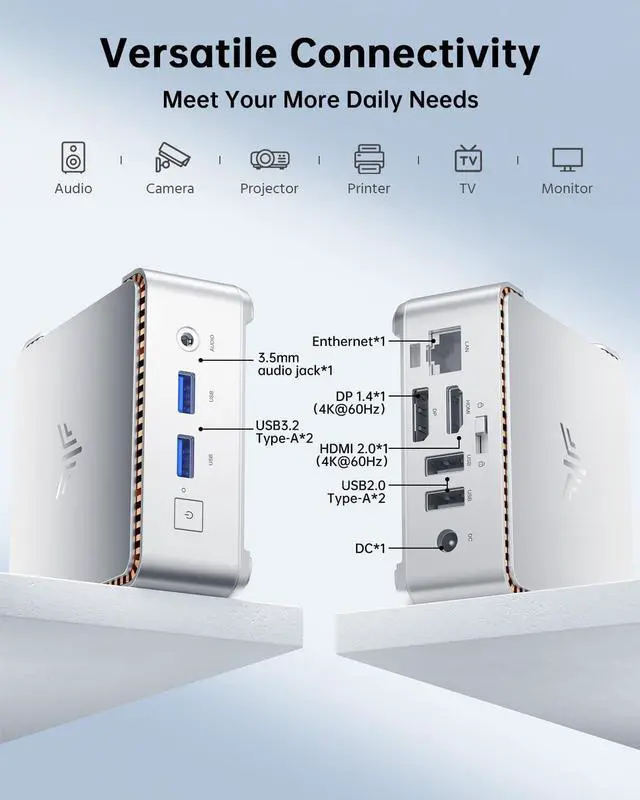 Alt view image 5 of 7 - Essenx E2 Mini PC, 16GB RAM 512GB SSD Mini Computers,12th Alder Lake N97 (Beat N150,up to 3.6GHz) Micro PC, HDMI+DP1.4 Dual 4K UHD Small PC,Gigabit Ethernet,WiFi,BT,Home/Office Mini Desktop pc