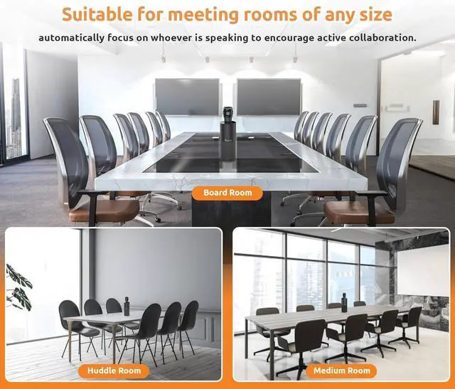 Alt view image 6 of 7 - 360-Degree Video Conference Camera, 1080p HD Webcam with 4 Noise Reduction Mics, Speaker, AI Tracking, Works with Zoom, Google Voice, Microsoft Teams and More, for PC/Mac/Tablet
