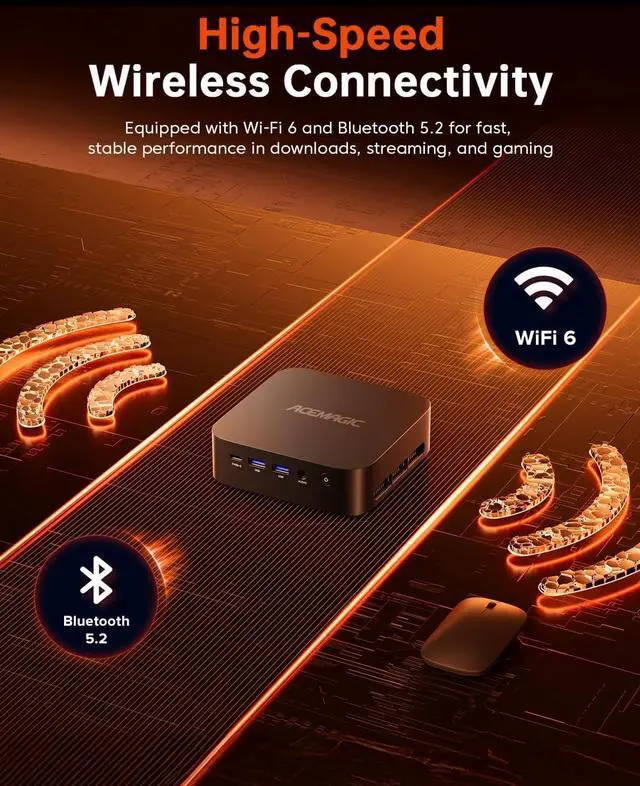 Alt view image 6 of 7 - Kron Mini K1 Mini PC, Ryzen 7 5825U(Upgraded 5700U/7430U), 16GB DDR4 512GB SSD Mini Computers(up to 4.5Ghz), Light Gaming Desktop 4K Triple Display Mini Desktop Bluetooth/WiFi6/Office