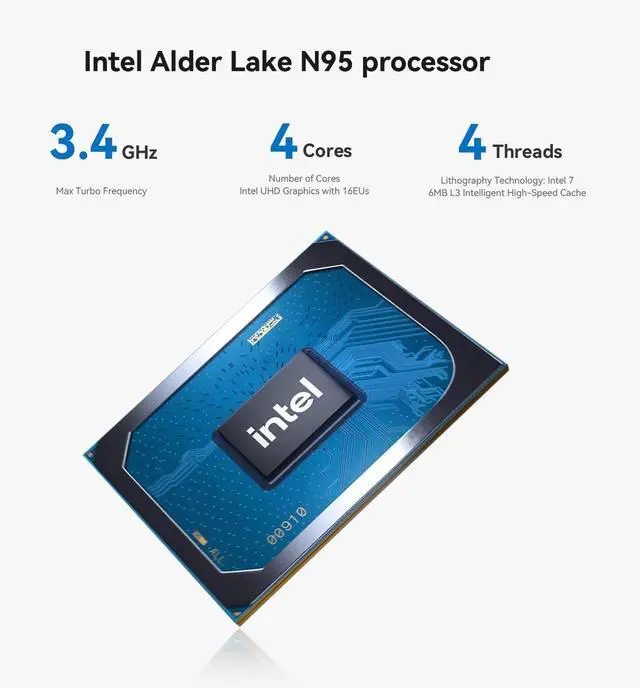 Alt view image 2 of 7 - KEY-N95 Mini PC, Intel Alder Lake N95 (4C/4T, Up to 3.4Hz) 8G DDR4 256G SSD Mini Computers, Intel N95 Mini PC Support Dual Display 2*HDMI, 1000MB/S Ethernet, WiFi-5, BT5.0
