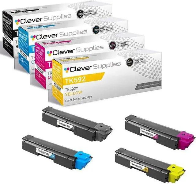 Main image of CS Replacement Toner Cartridge Compatible with Kyocera-Mita TK592 TK592K Black TK592C Cyan TK592M Magenta TK592Y Yellow FS-C2026MFP FS-C2126MFP FS-C2526MFP FS-C2626MFP FS-C5250DN 4 Color Set
