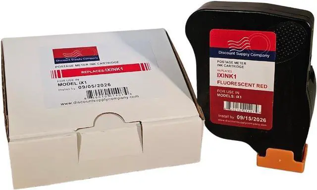 Alt view image 2 of 7 - IXINK1 Compatible Cartridge for Quadient iX-1 Mailing Machine, Fluorescent Red, 90 Day Warranty, USA Company