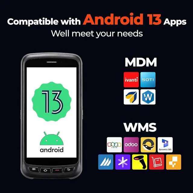 Alt view image 3 of 7 - Android Barcode Scanner Full Screen, 8000mAh Mobile Computer, 1D/2D QR Zebra SE4710 Engine, Handheld Android 13, PDA for WMS, 4G Wi-Fi Inventory Bar Code Scanner