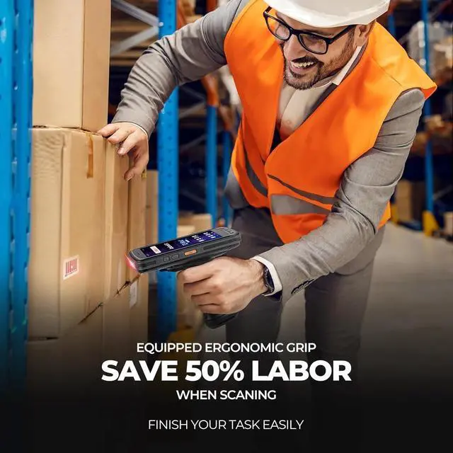 Alt view image 7 of 7 - Android Barcode Scanner Full Screen, 8000mAh Mobile Computer, 1D/2D QR Zebra SE4710 Engine, Handheld Android 13, PDA for WMS, 4G Wi-Fi Inventory Bar Code Scanner