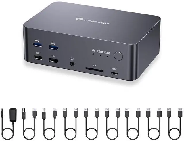 Main image of (Desktop only) AV Access Docking Station Triple Monitor 8K@60Hz, with 6 DP Cables, DisplayPort 2.0, 1G Ethernet, USB 3.0, KVM Switch 3 Monitors 2 Computers, 4K@165/144Hz, 2K@144Hz for Dell HP