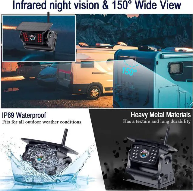 Alt view image 5 of 7 - Wireless Backup Camera Solar Magnetic: Portable Cordless Scratch-Proof Truck Trailer Hitch Rear View Camera HD 1080P No Wiring No Drilling Rechargeable 5'' Monitor Kit for Car RV Camper - R50