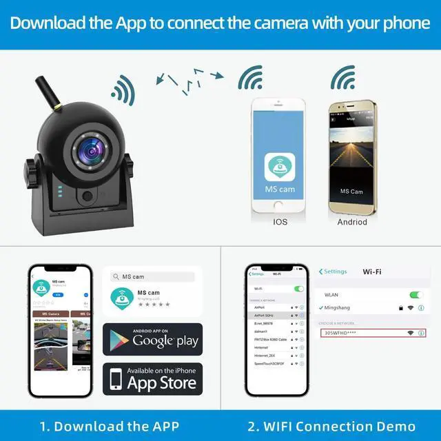 Alt view image 7 of 7 - Magnetic Wireless Backup Camera-WiFi Reversing Camera with Rechargeable Battery, IP68 Waterproof, 1-min Installation, for Hitching Gooseneck Horse Trailer/Boat/RV/Pickup/Truck/Minivan