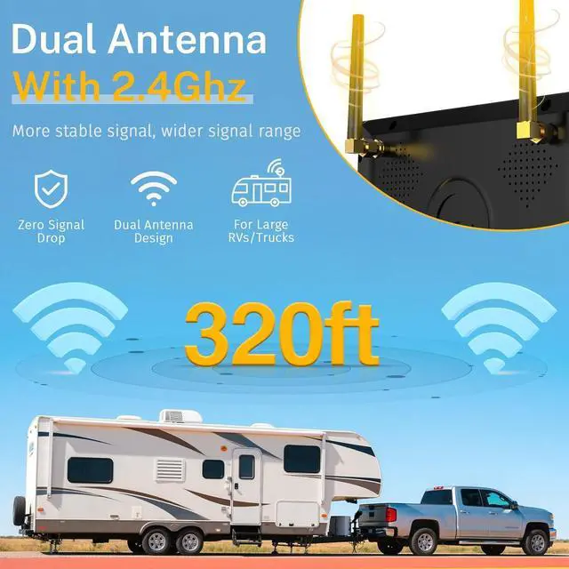 Alt view image 5 of 7 - RV Backup Camera Wireless Easy Install: Plug & Play for Furrion Pre-Wired RVs - 7 HD Touch Key Monitor, 1080P DVR, 4-Channel Split-Screen, Night Vision, IP69K Waterproof A7