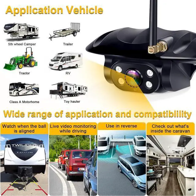 Alt view image 7 of 7 - RV Backup Camera Wireless Easy Install: Plug & Play for Furrion Pre-Wired RVs - 7 HD Touch Key Monitor, 1080P DVR, 4-Channel Split-Screen, Night Vision, IP69K Waterproof A7