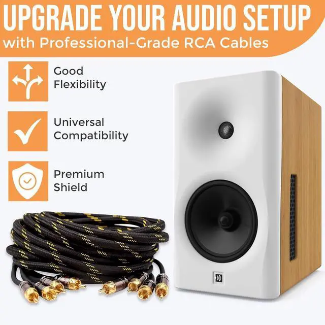 Alt view image 7 of 7 - Pro Series 15ft. 4-Channel Car Audio RCA Cable - Triple Shielded, Brass Connectors, Oxygen Free Copper Noise Reducing Audio Cable for Amplifiers Subwoofers Speakers and Processors  PRO415