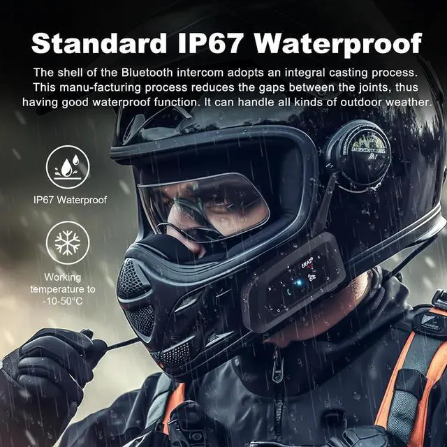 Alt view image 5 of 7 - V6 Pro Motorcycle Bluetooth Headset, Upgraded 2 Riders Intercom Helmet Communication System with Auto-Answering Call and Noise Reduction for Motorcycling Skiing and Climbing (2 Pack)