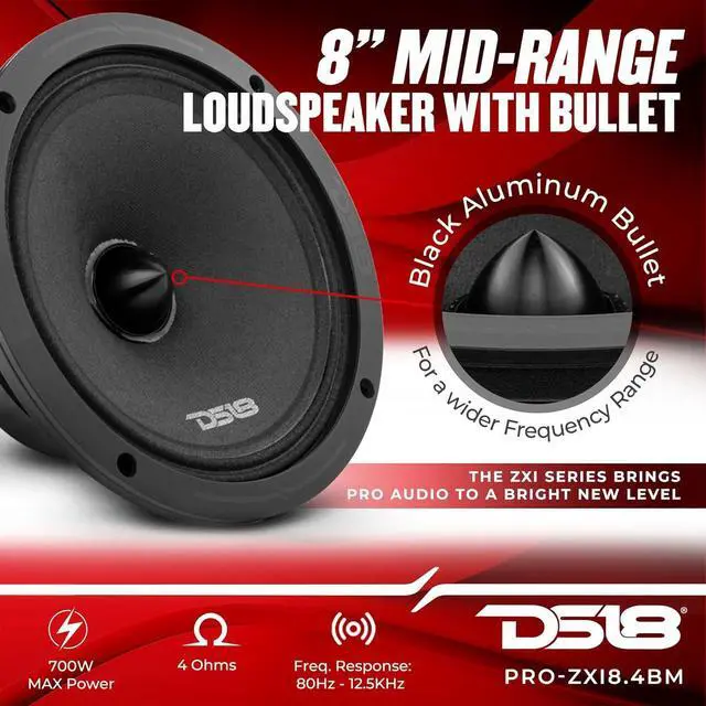 Alt view image 2 of 7 - PRO-ZXI8.4BM 8 Inches Car Audio Mid-Range Loudspeaker with Bullet 700 Watts 4-Ohm (1 Speaker)